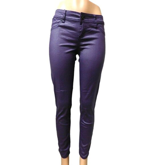 Seven7 Petite Women’s Denim Coated Low -Rise Skinny Jeans,  Purple, Size 8P - Picture 2 of 8